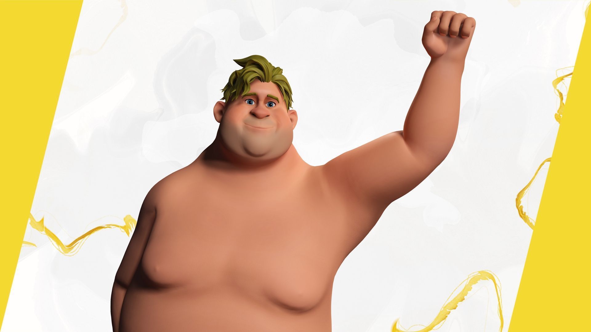 Chubby  Stylized Wrestling Warrior Ready for Fight Low-poly 3D model_8