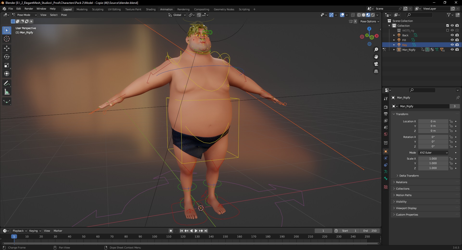 Chubby  Stylized Wrestling Warrior Ready for Fight Low-poly 3D model_20