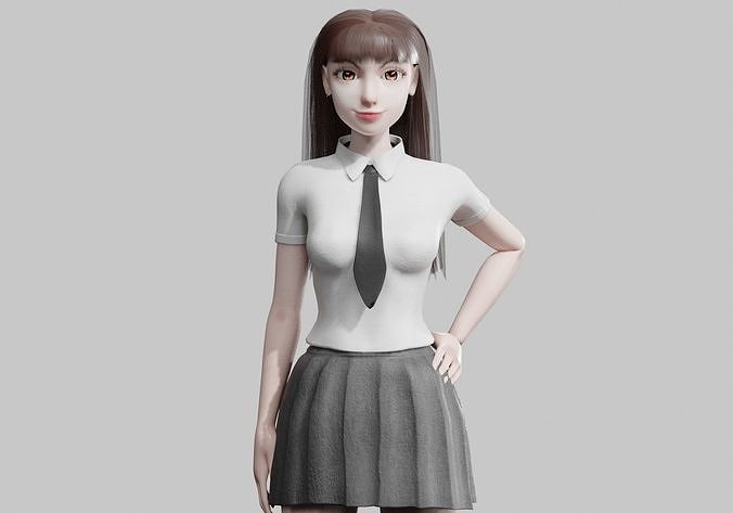 Pretty cute Woman V33907  Low-poly 3D model