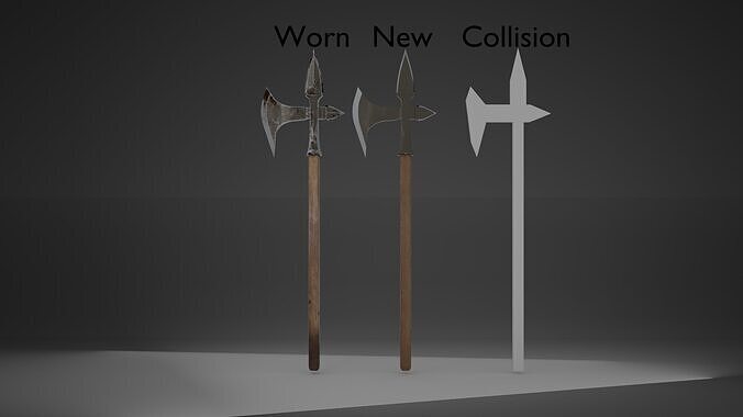 Medieval Battle Axe Low-poly 3D model