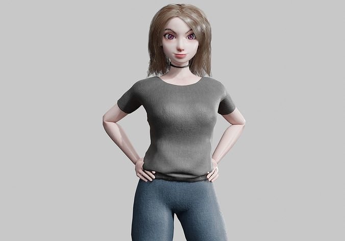 Pretty cool woman V30816  Low-poly 3D model