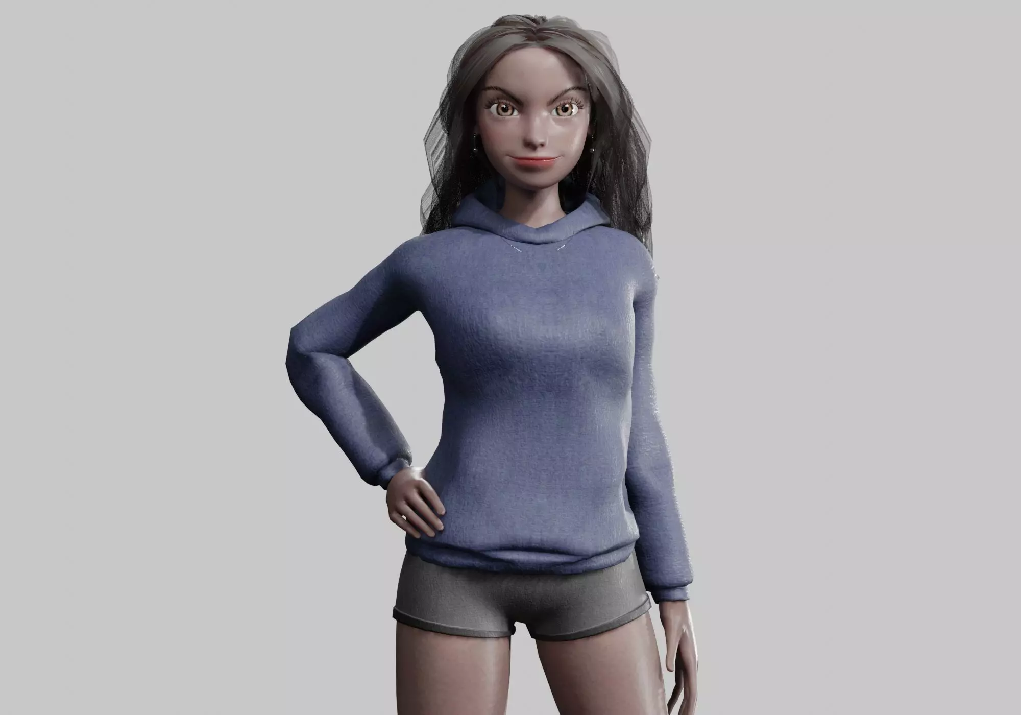 Pretty Cartoon woman V38843 Low-poly 3D model