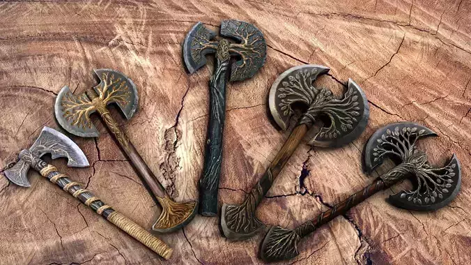 Battle Axes Low-poly 3D model