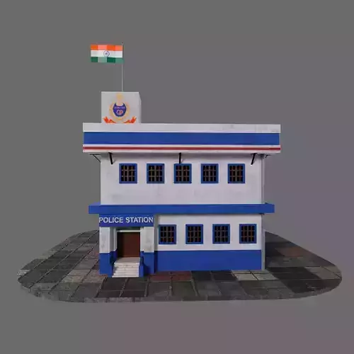 Low-Poly Indian Police Station Model for Gaming Engines and AR Low-poly 3D model
