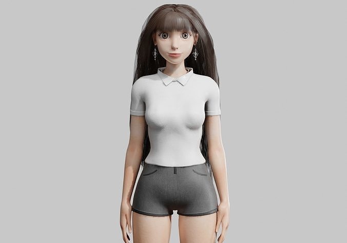 cute Cartoon woman V37906  Low-poly 3D model