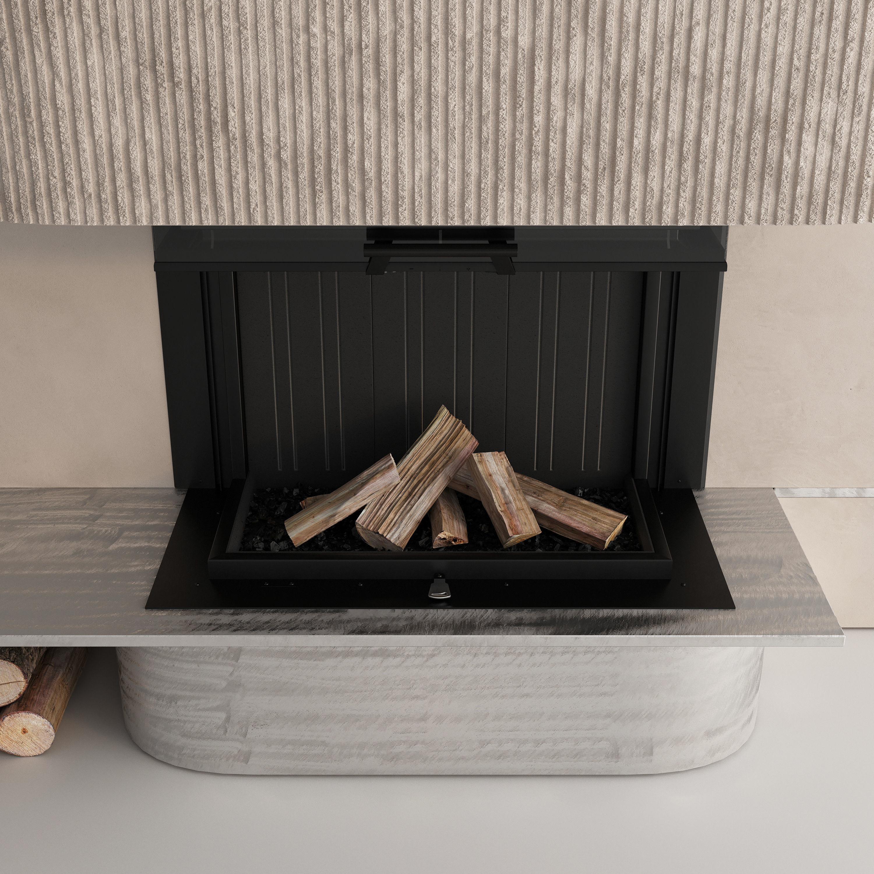 Decorative wall with fireplace set 63 3D model_5