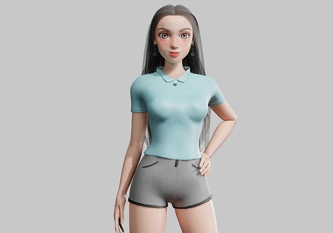 Basic sweet Woman V37661  Low-poly 3D model