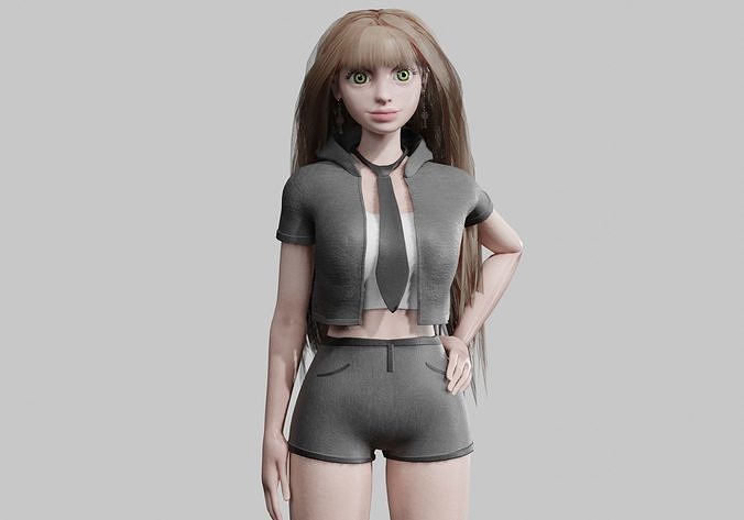 Basic cute Woman V37088  Low-poly 3D model
