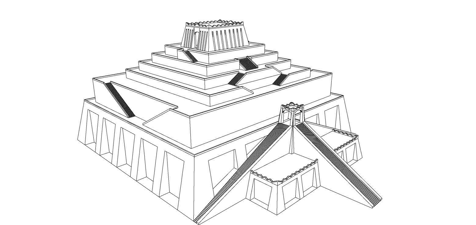 Zigurat ancient pyramid-Ziggurat Temple 3D model_17