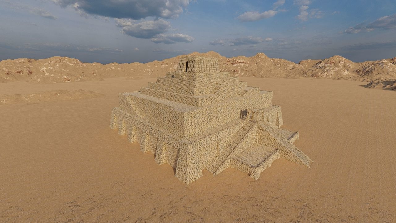 Zigurat ancient pyramid-Ziggurat Temple 3D model_20