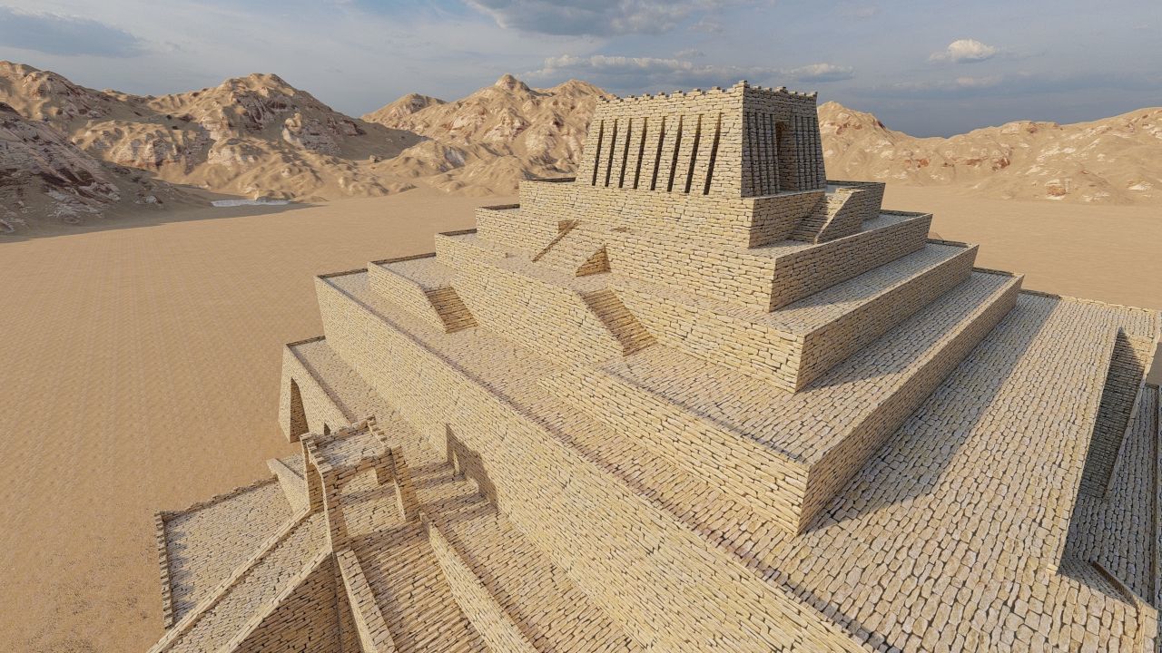 Zigurat ancient pyramid-Ziggurat Temple 3D model_3