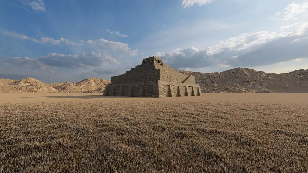 Zigurat ancient pyramid-Ziggurat Temple 3D model_0