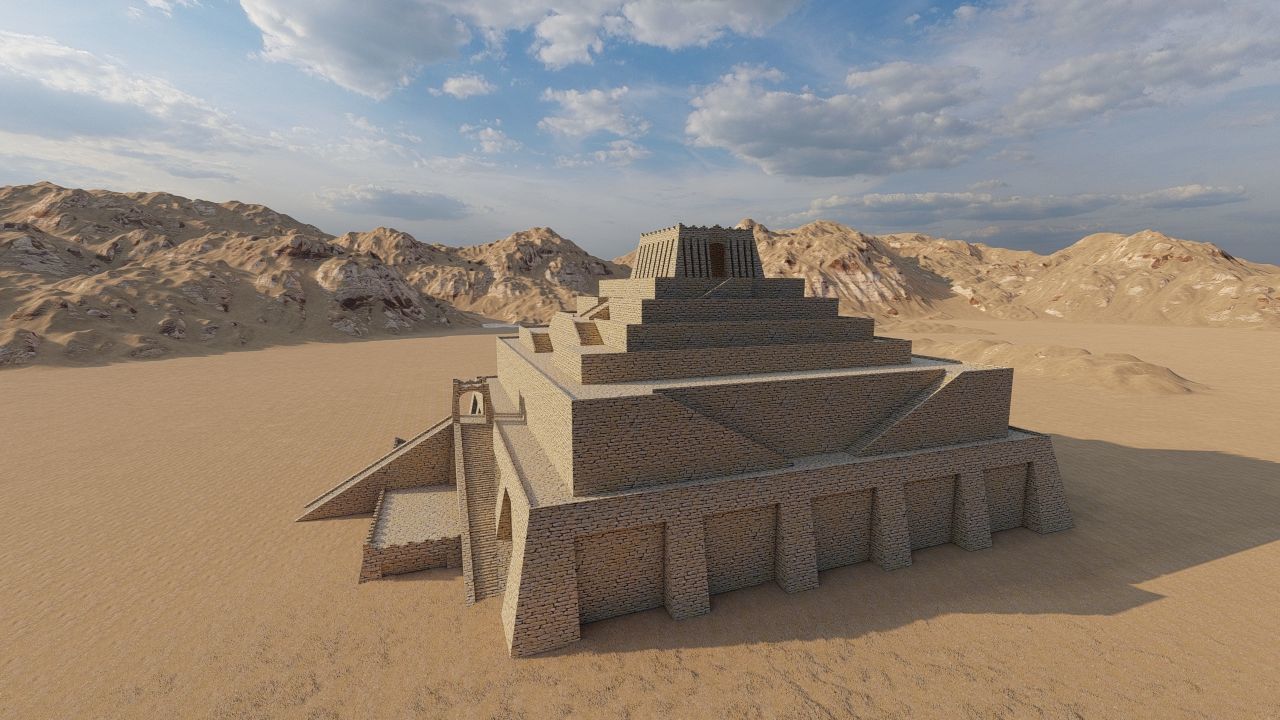Zigurat ancient pyramid-Ziggurat Temple 3D model_1