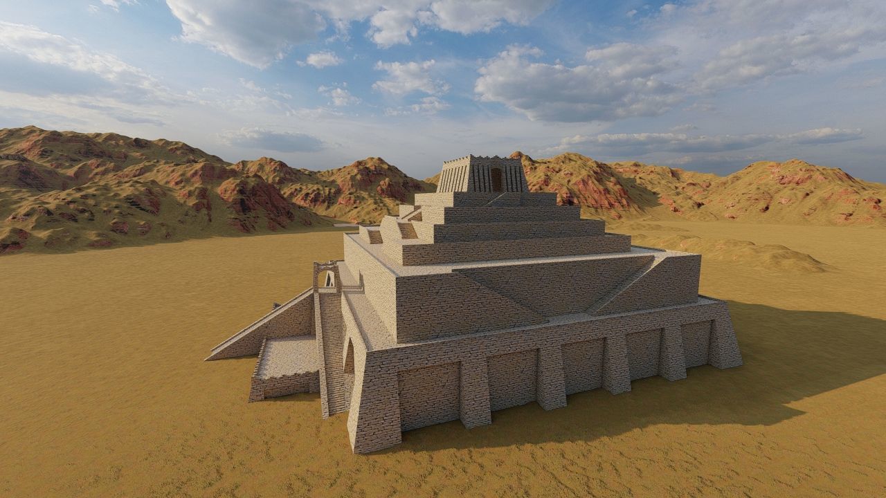 Zigurat ancient pyramid-Ziggurat Temple 3D model_6