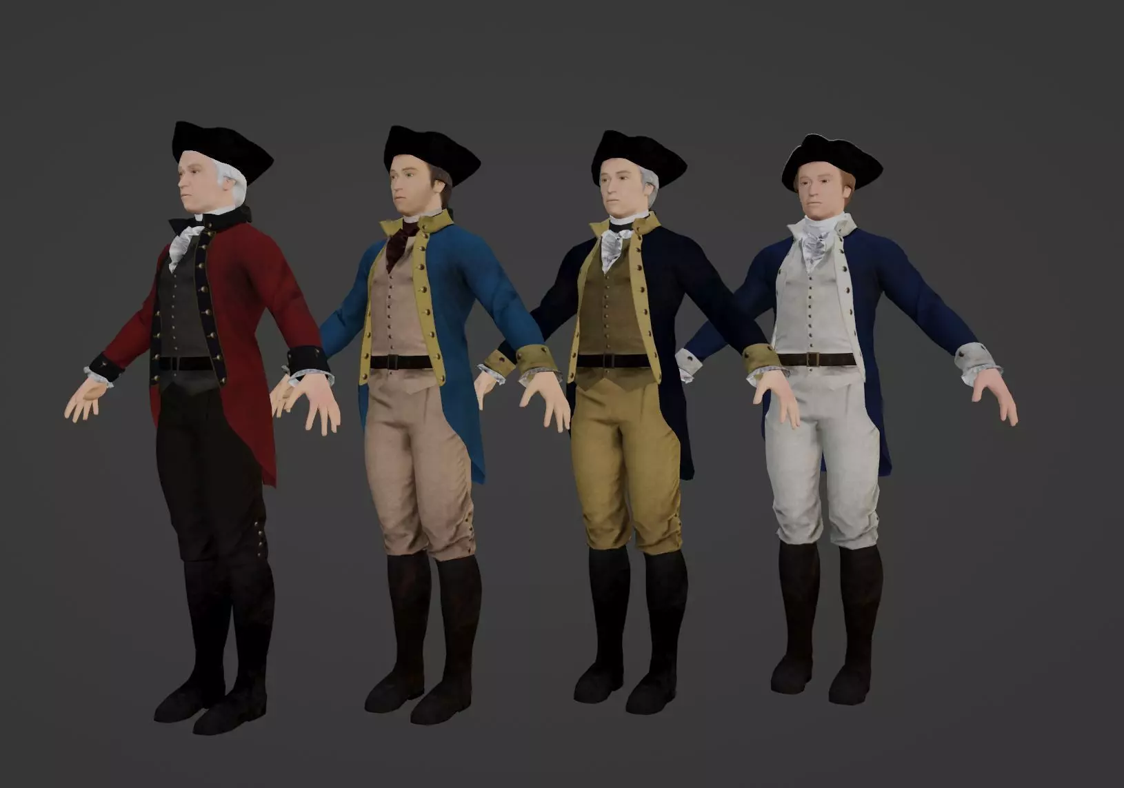 American Revolutionary General Low-poly 3D model_0