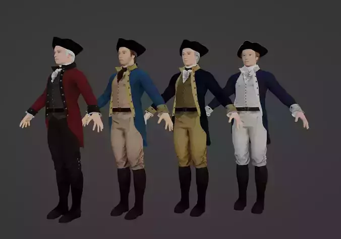 American Revolutionary General Low-poly 3D model