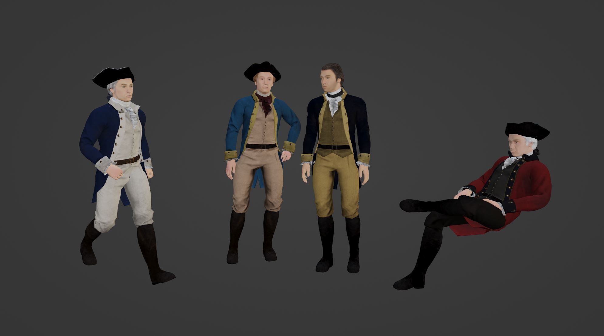 American Revolutionary General Low-poly 3D model_2