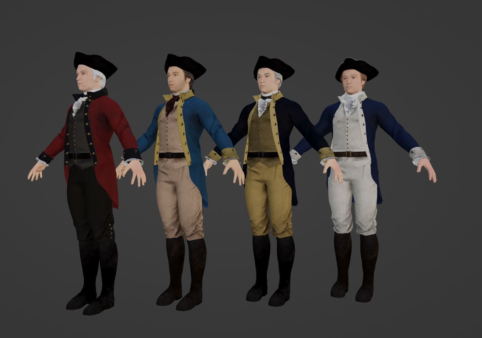 American Revolutionary General Low-poly 3D model_10