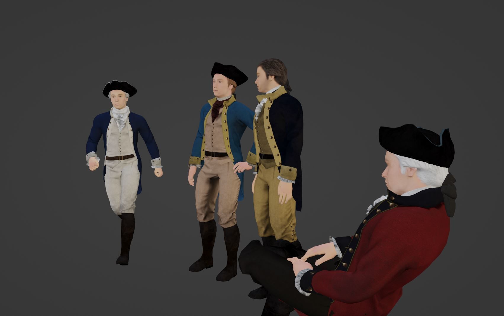 American Revolutionary General Low-poly 3D model_1
