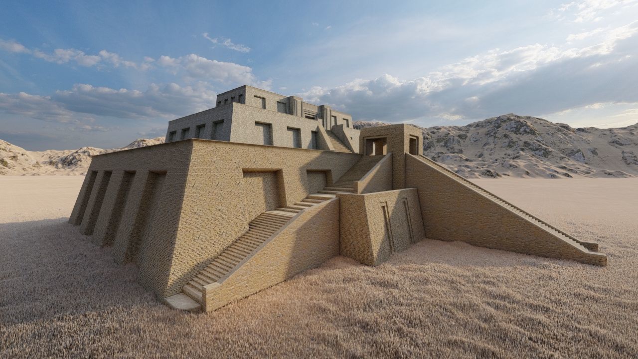 Zigurat ancient pyramid-Ziggurat Temple 3D model_3