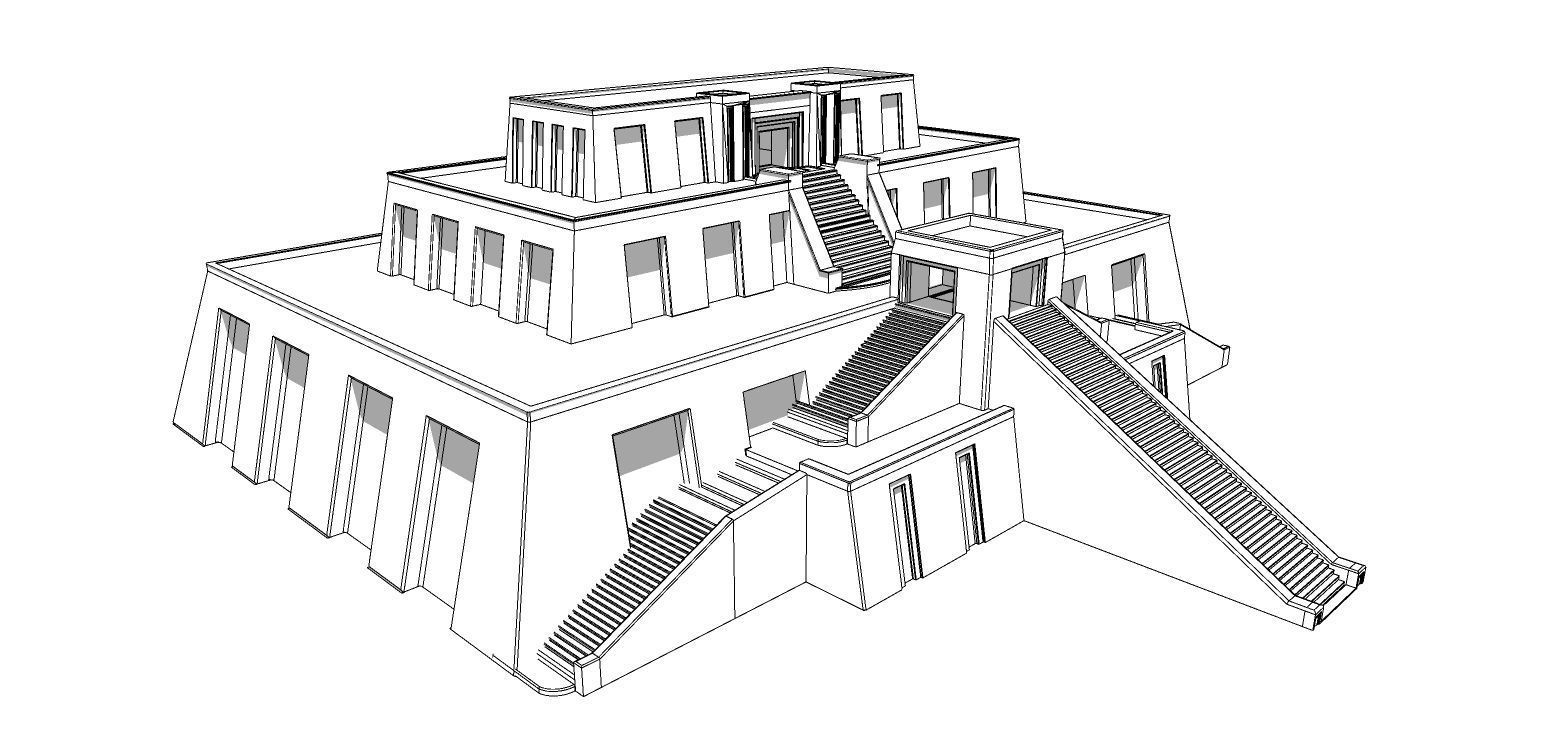 Zigurat ancient pyramid-Ziggurat Temple 3D model_10