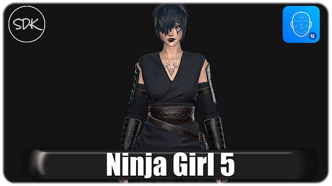 Ninja Girl 5 Low-poly 3D model