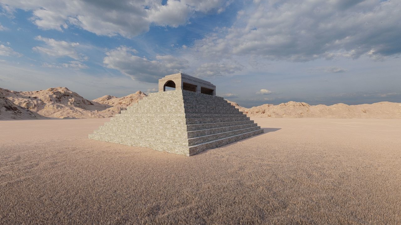 Zigurat ancient pyramid-Ziggurat Temple 3D model_2