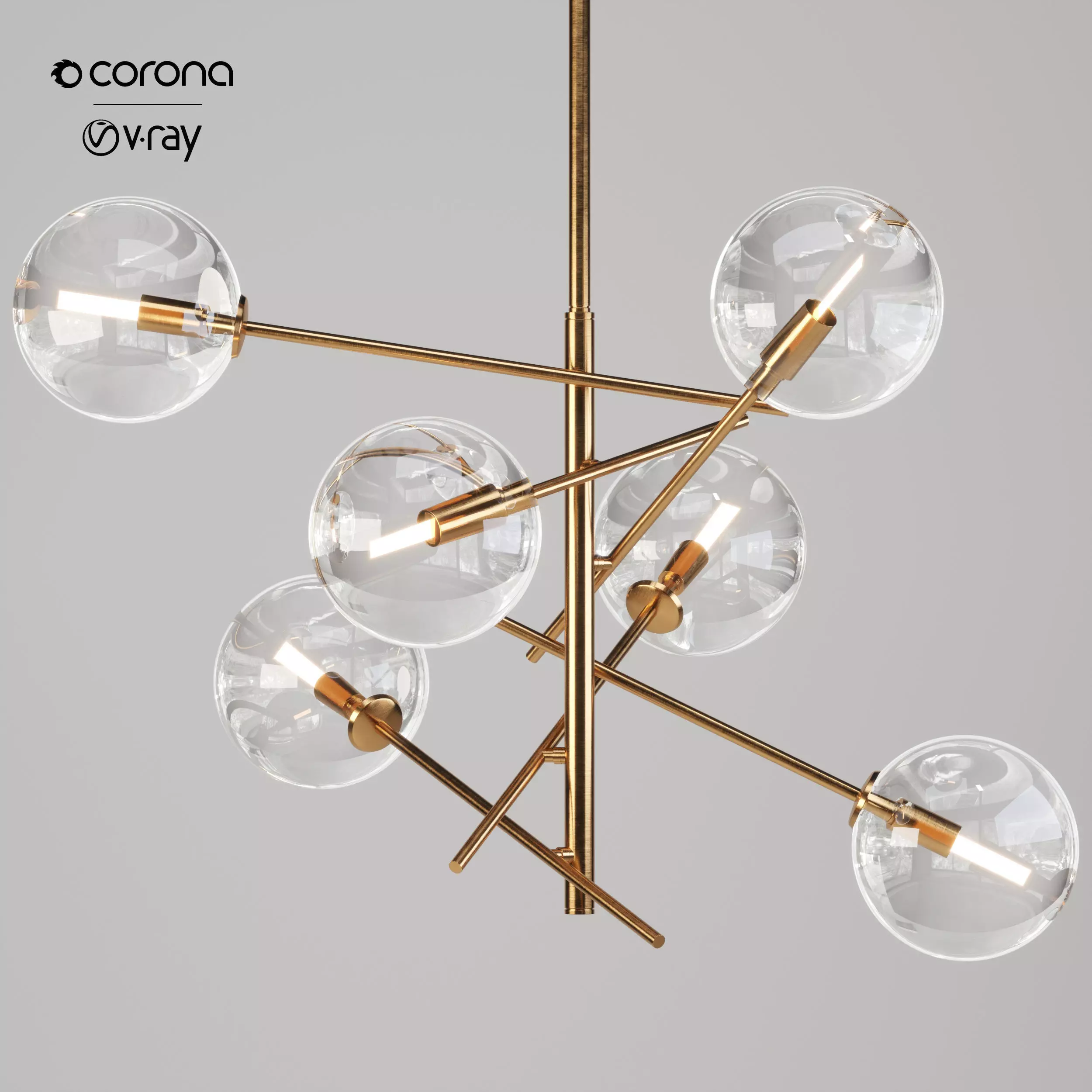 Roscoe Globe Chandelier 3D model_0