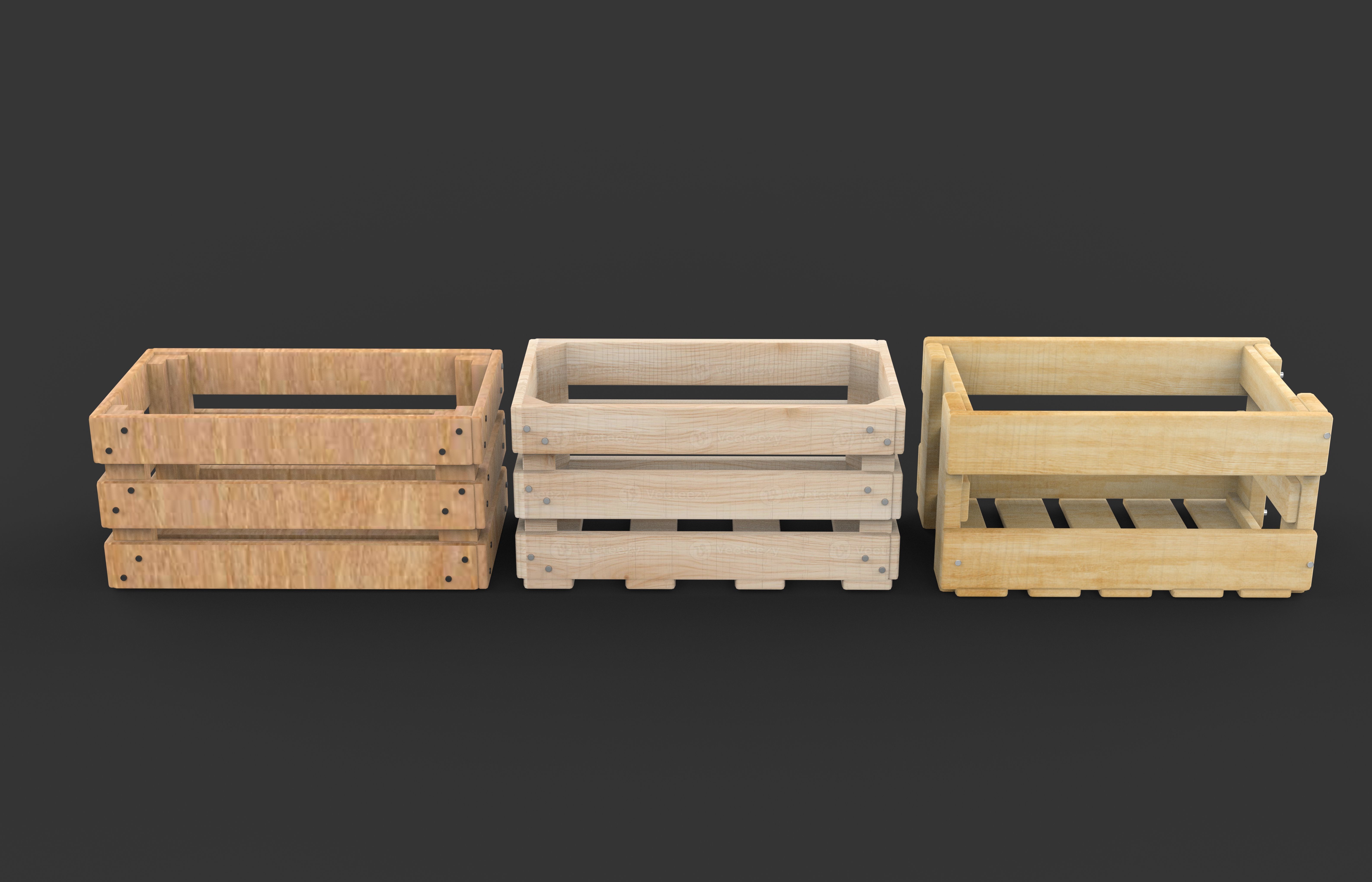 wooden fruit crate 3D model_5