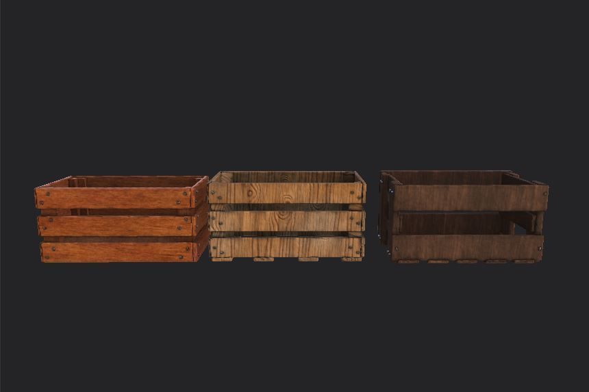 wooden fruit crate 3D model_7