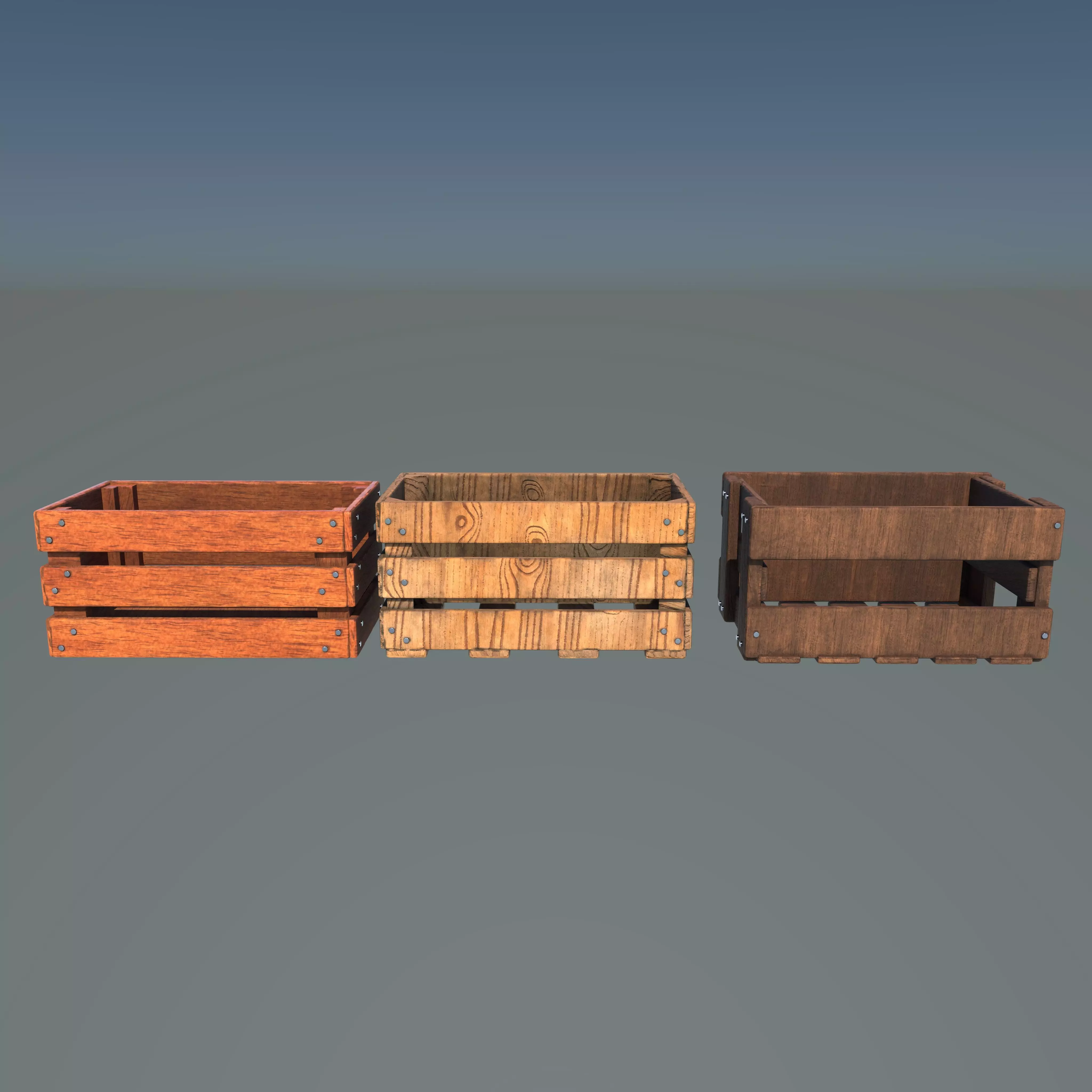 wooden fruit crate 3D model_0