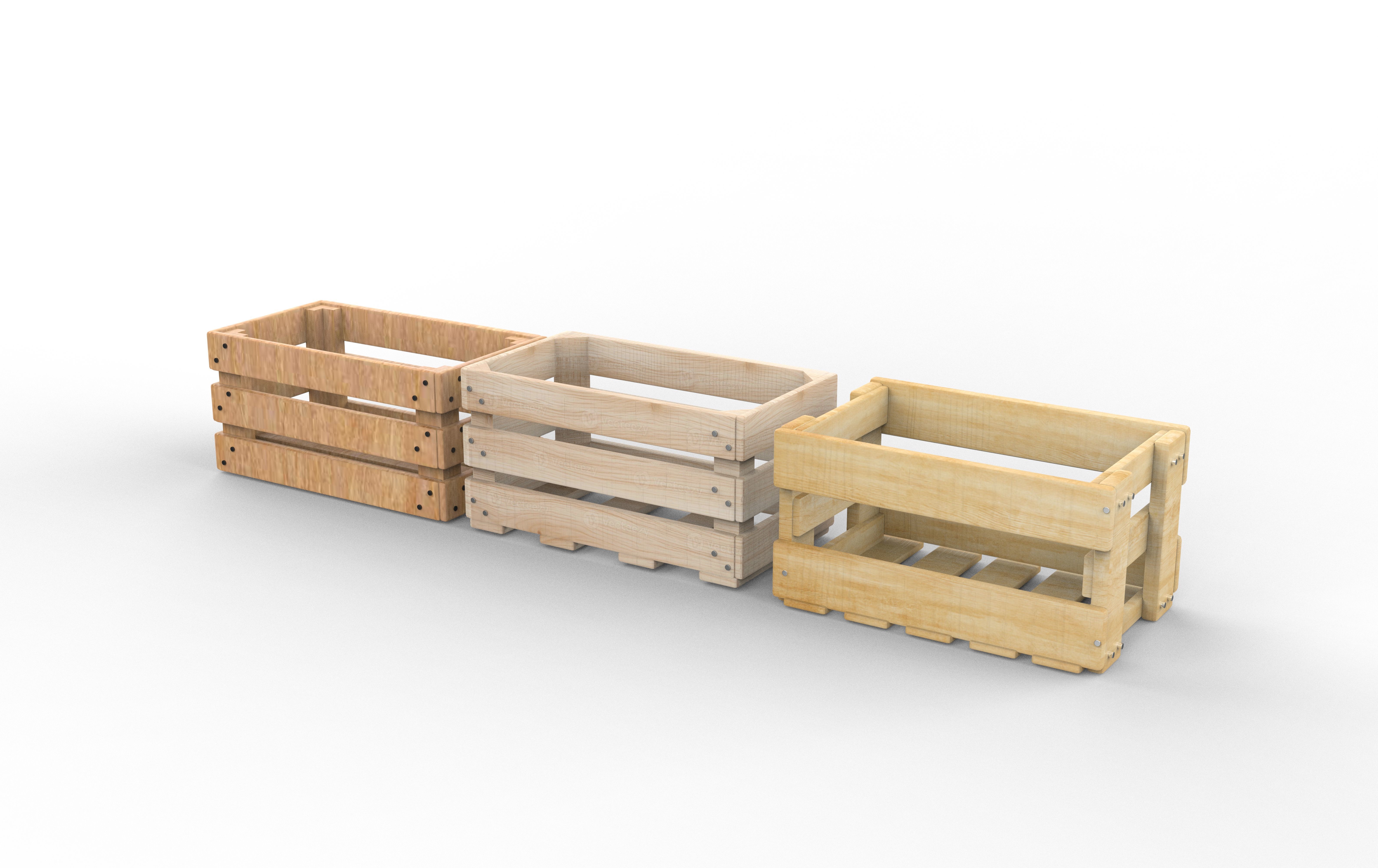 wooden fruit crate 3D model_8