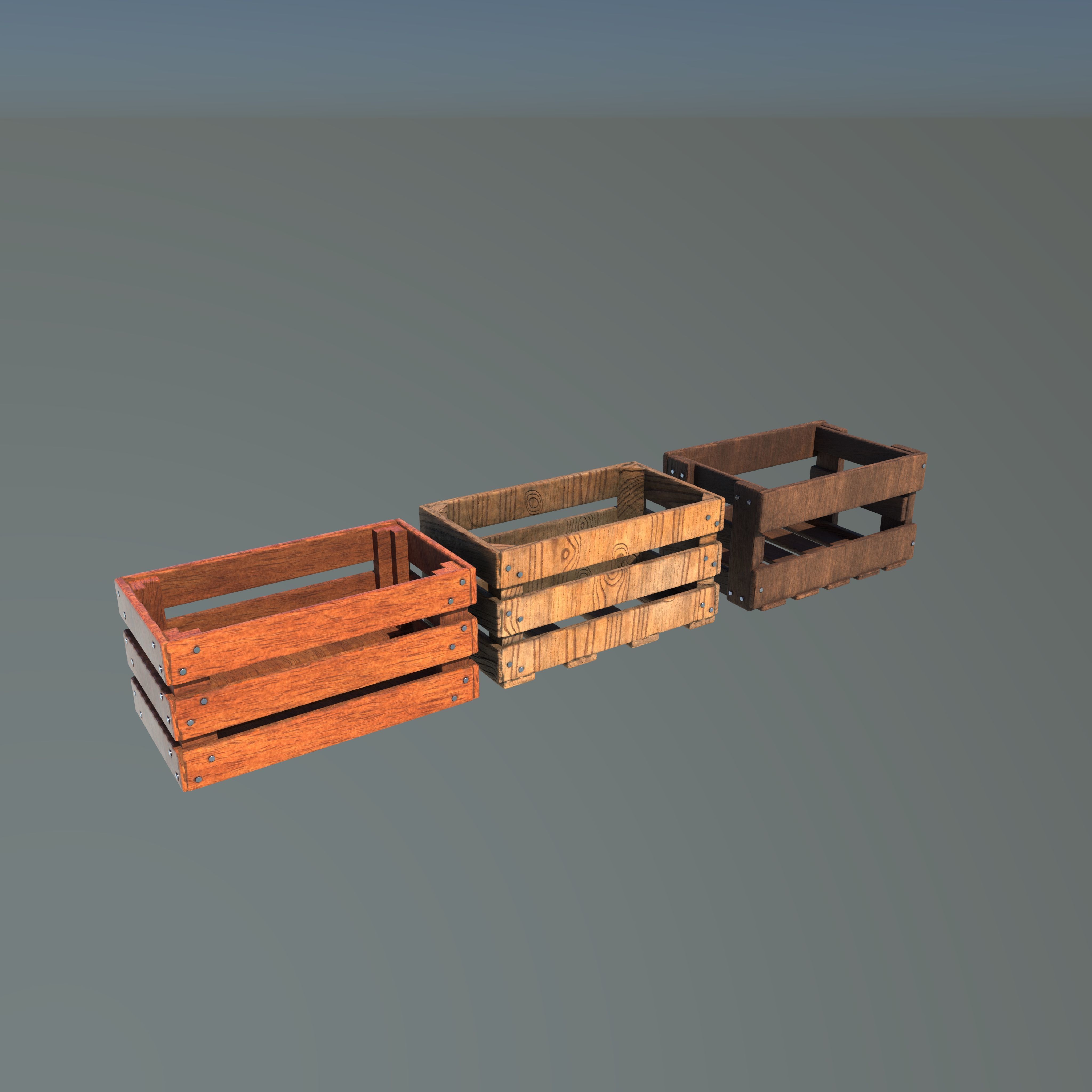 wooden fruit crate 3D model_2