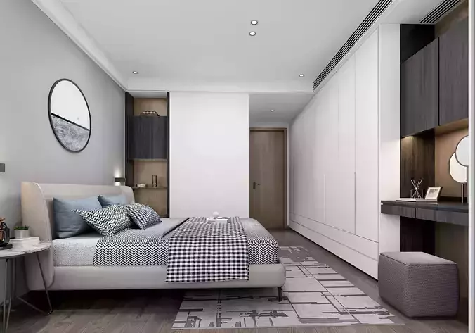 Bedroom 3D rendering scene 23