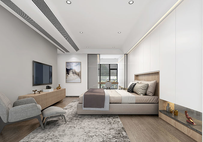 Bedroom 3D rendering scene22 3D model
