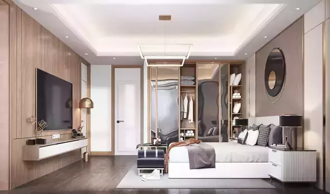 Bedroom 3D rendering scene 20