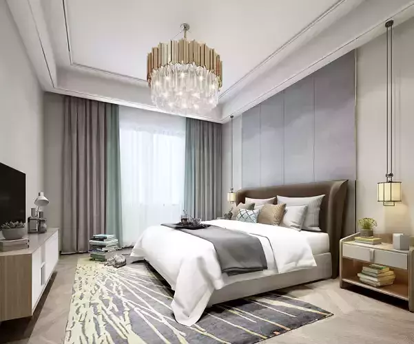 Bedroom 3D rendering scene 2