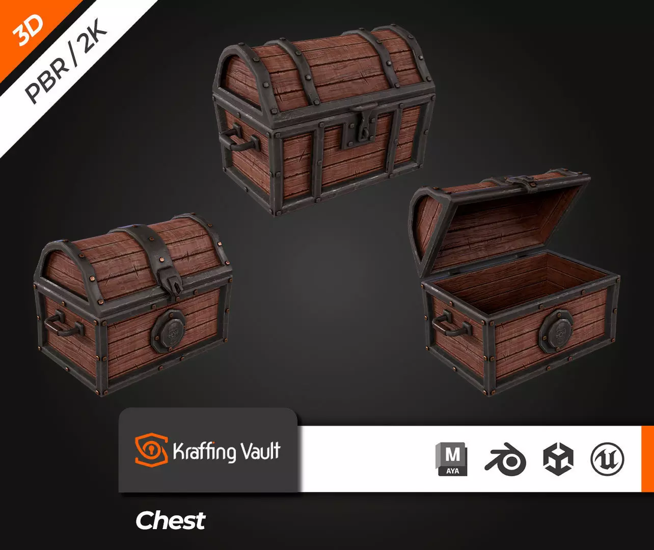 Chest Low-poly 3D model_0