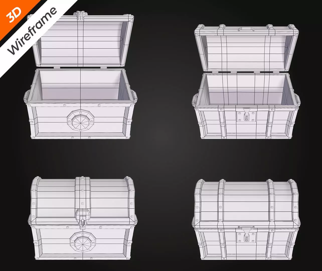 Chest Low-poly 3D model_13