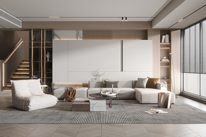 Indoor apartment living room 8 3D model