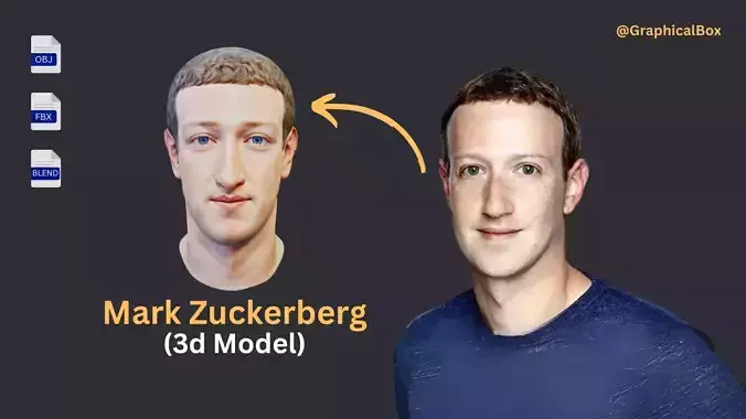 Mark Zuckerberg 3D Head Model Low-poly 3D model