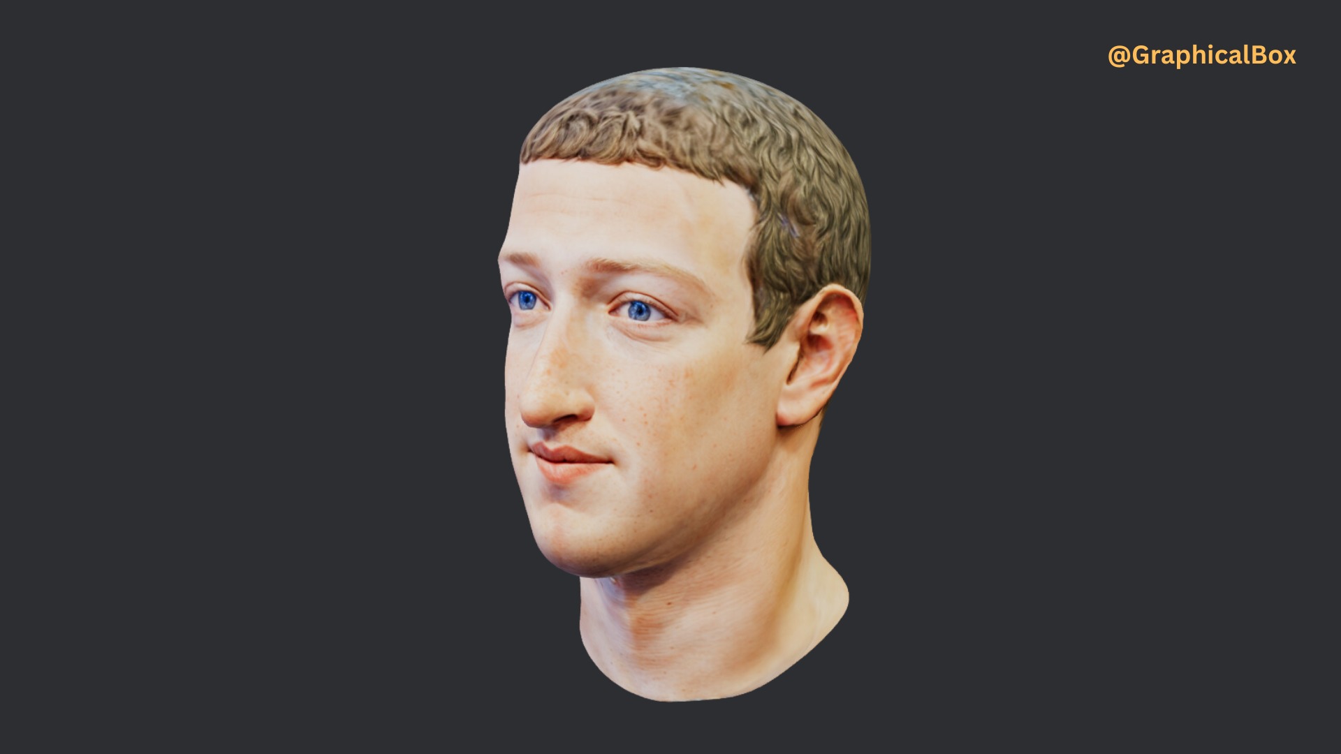 Mark Zuckerberg 3D Head Model Low-poly 3D model_2