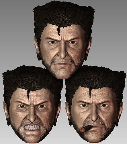 Pack Logan Wolverine Headsculpt Days of Future Past Version  3D print model