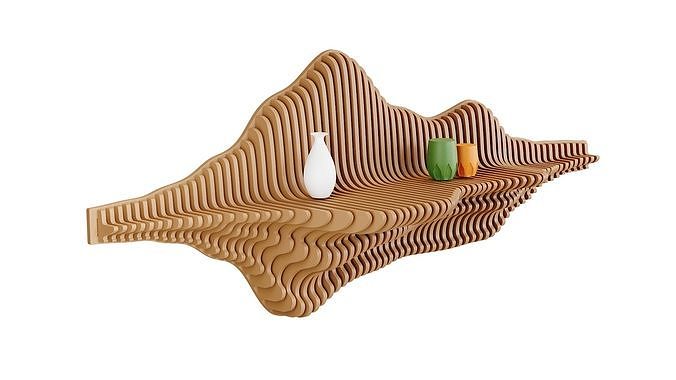 Parametric Wavy Wooden shelf Decor 01- wood cutting machines 3D model ...