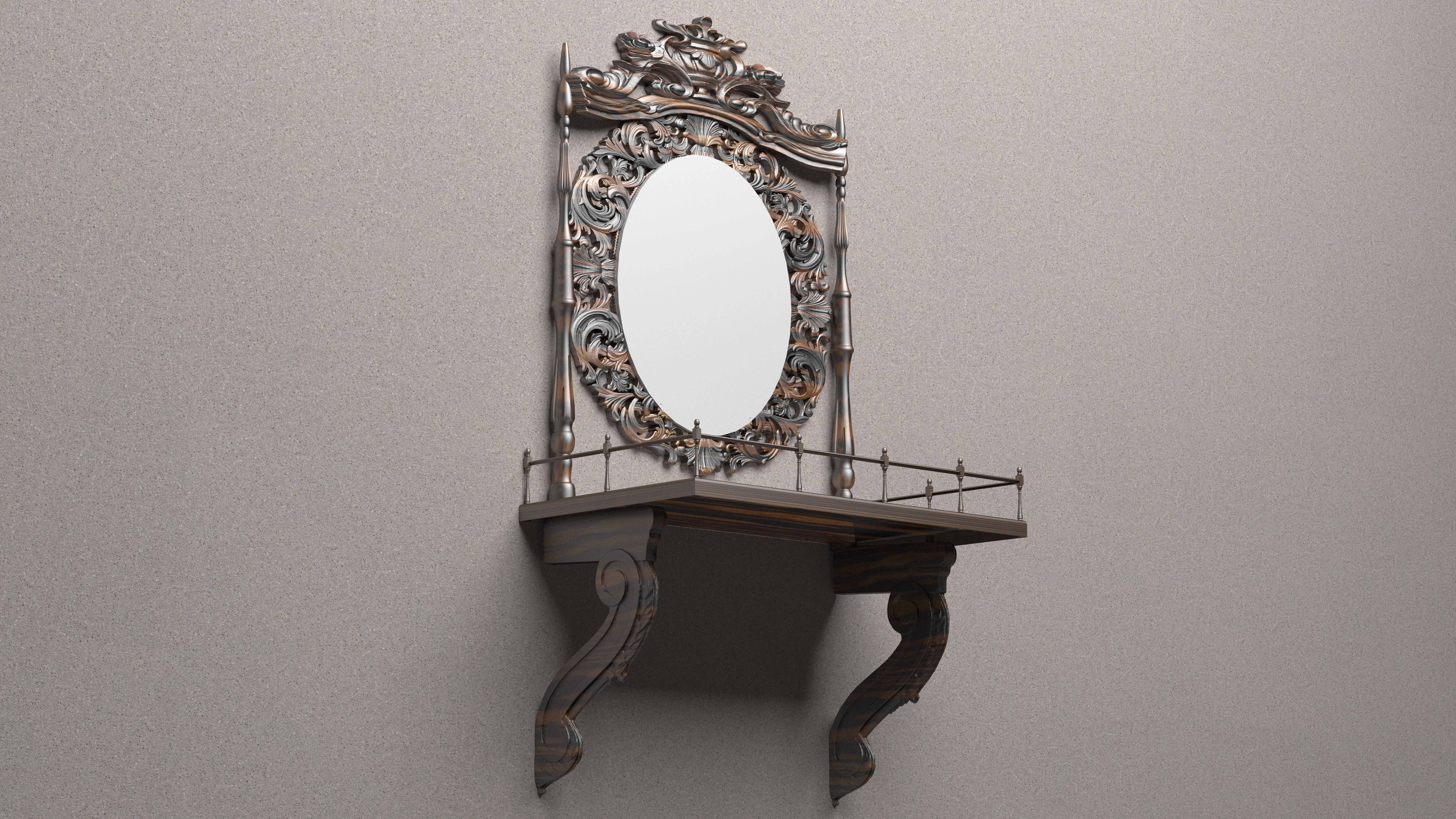 Wall Console 3D model_5