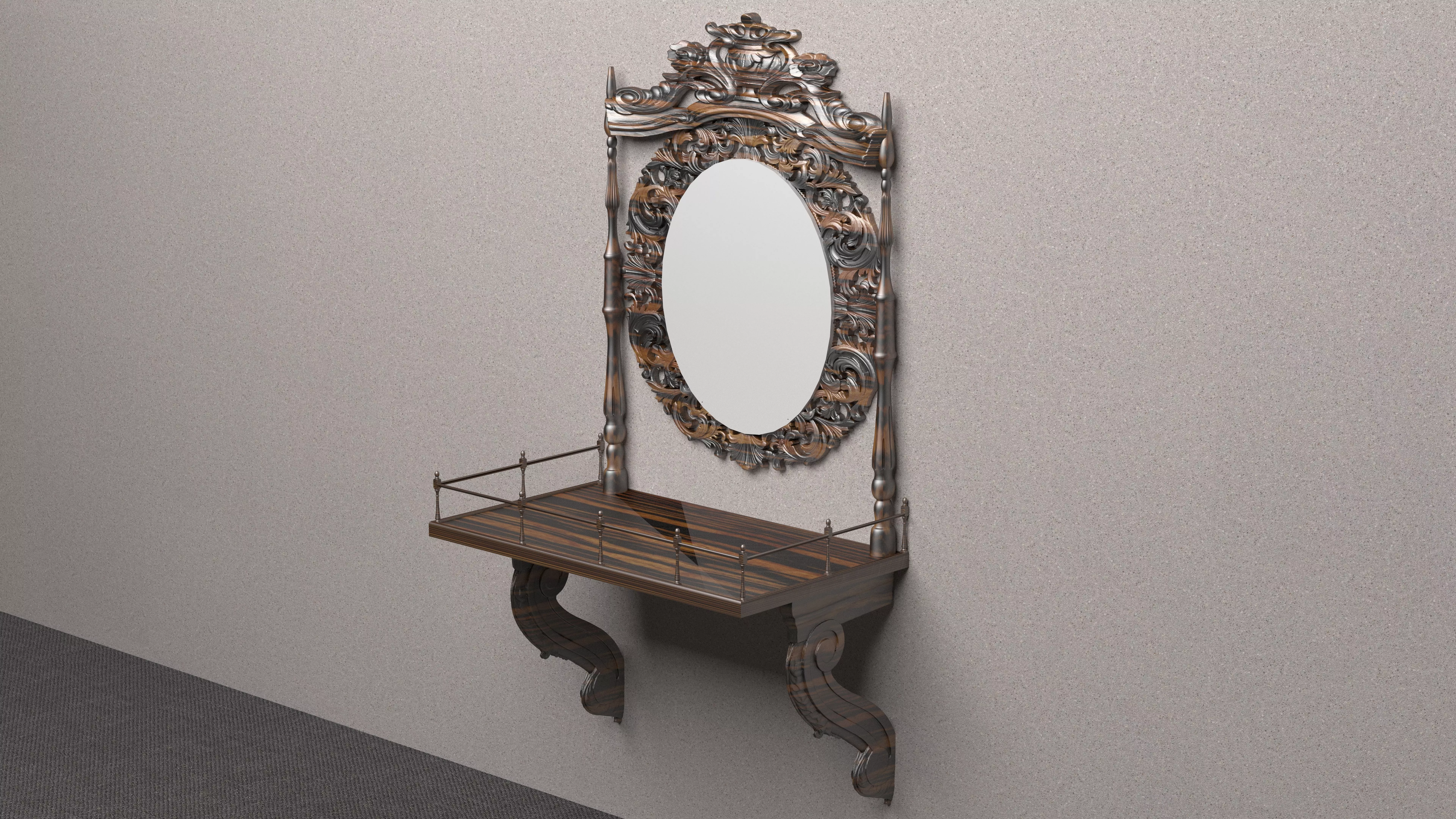 Wall Console 3D model_0