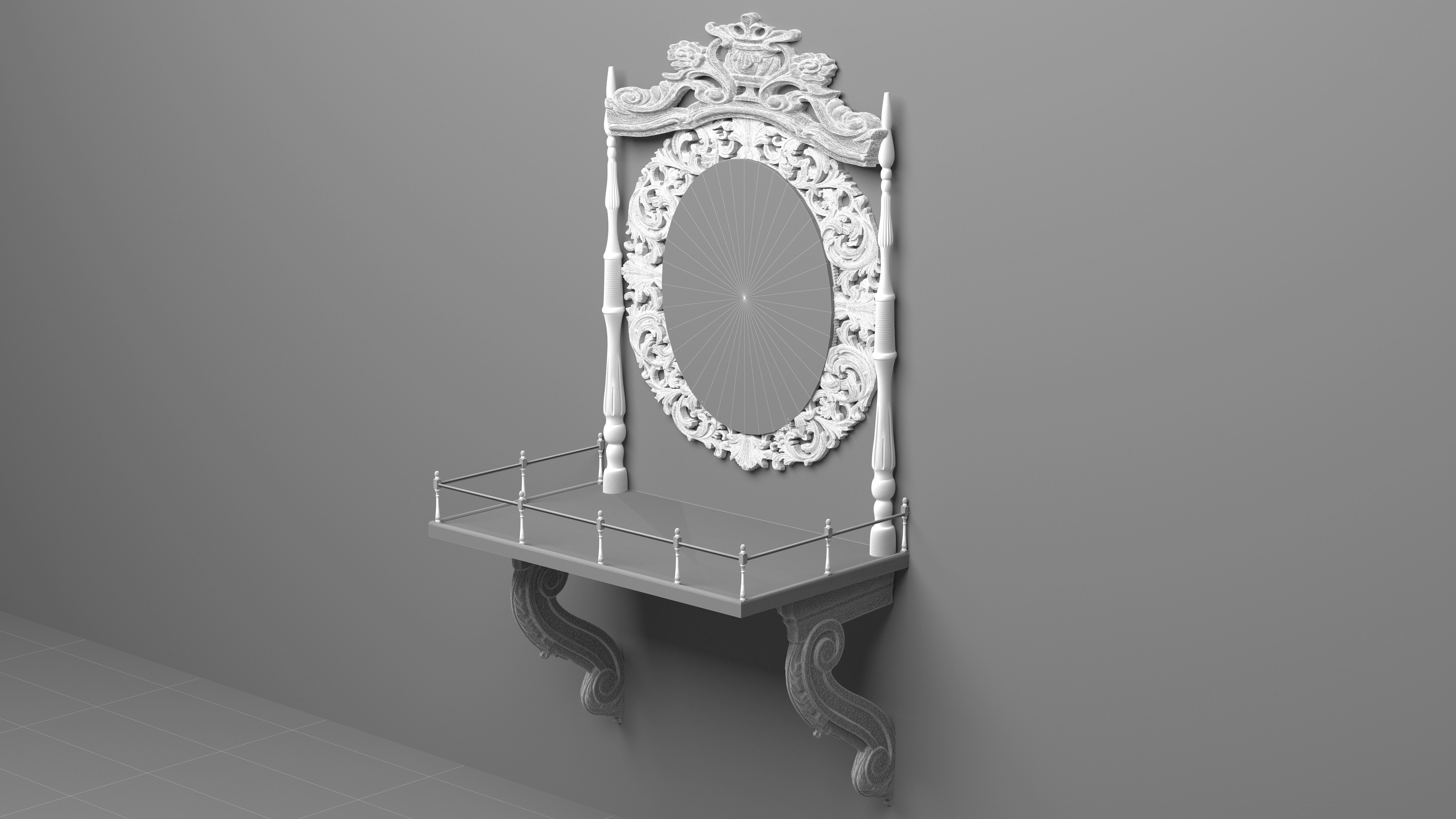 Wall Console 3D model_6