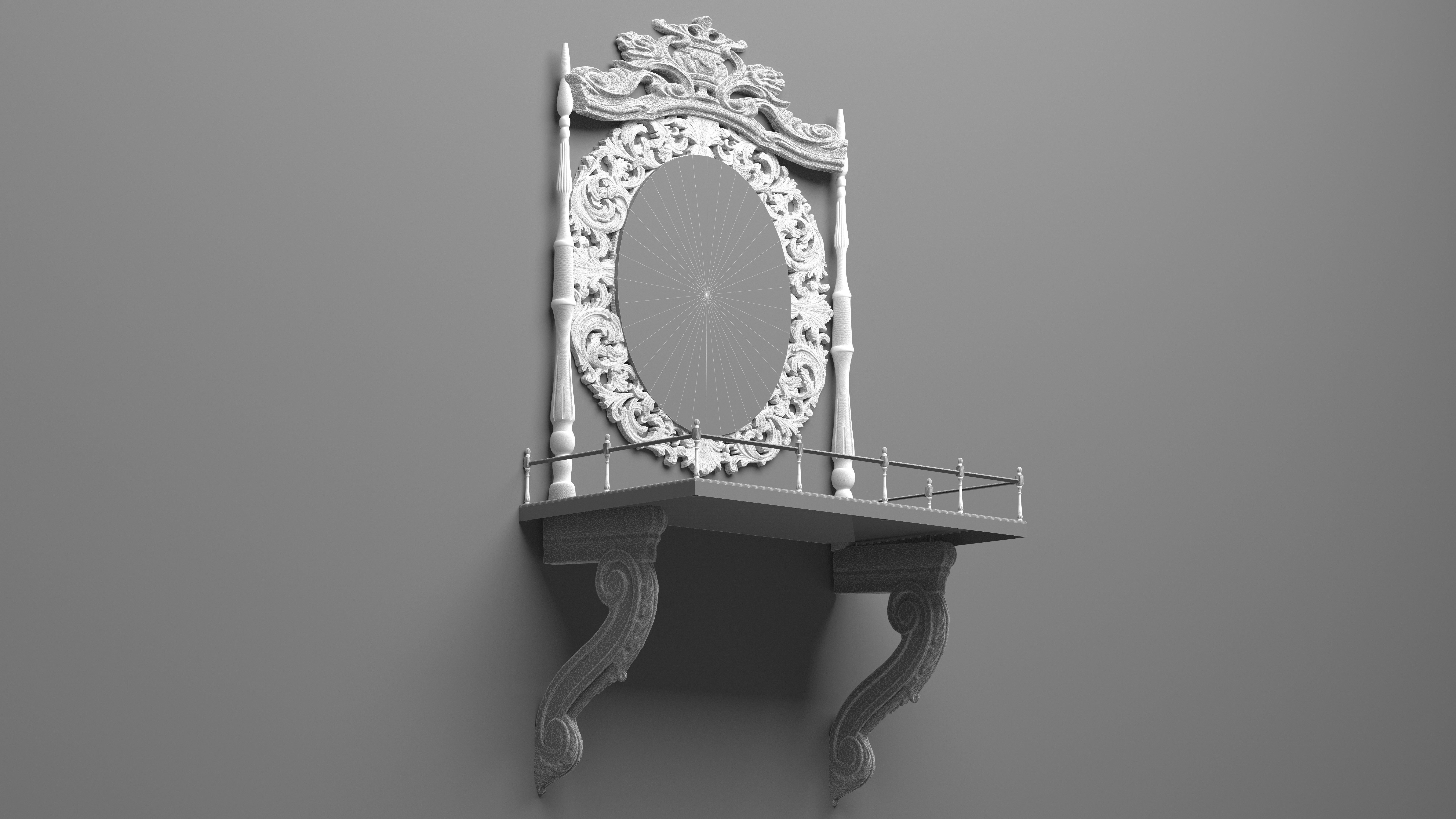 Wall Console 3D model_9