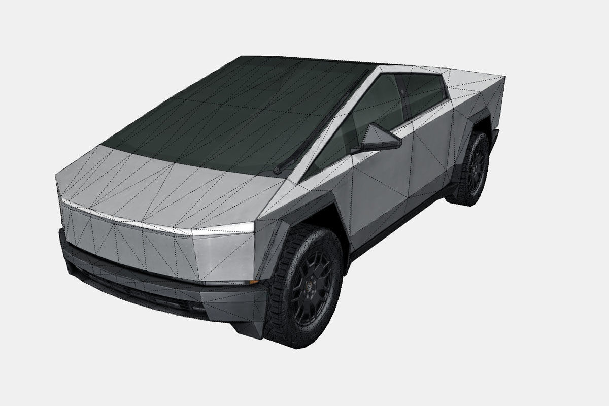 Tesla Cybertruck 2024 Low-poly 3D model_16