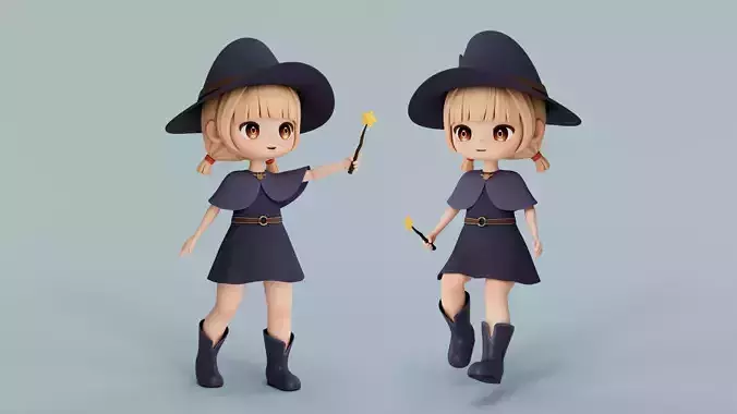 Rigged Cartoon Witch